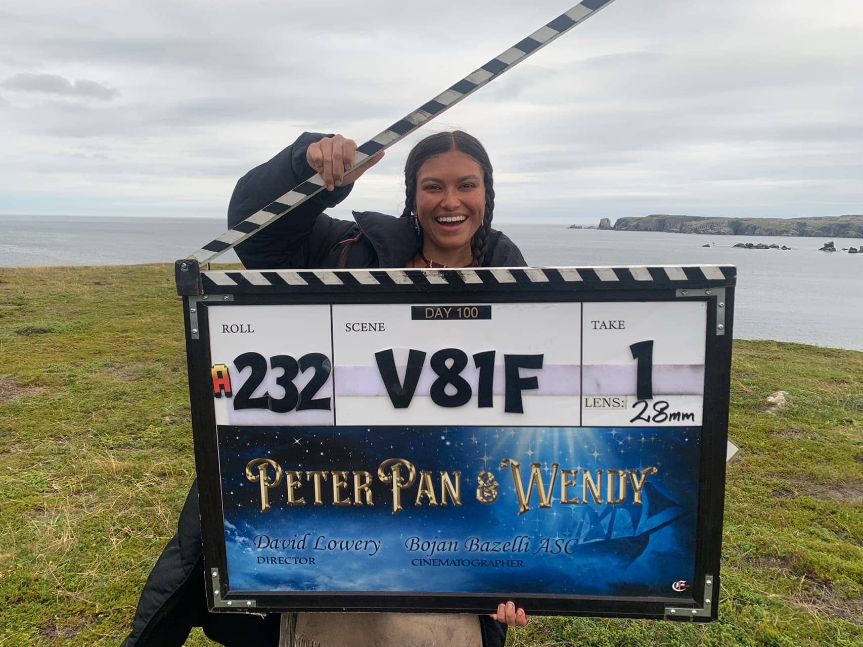 Alyssa Wapanatâhk on set for Disney's Peter Pan & Wendy